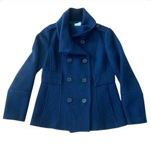 Loft Women's Navy Blue Wool Blend Pea Coat Size Small